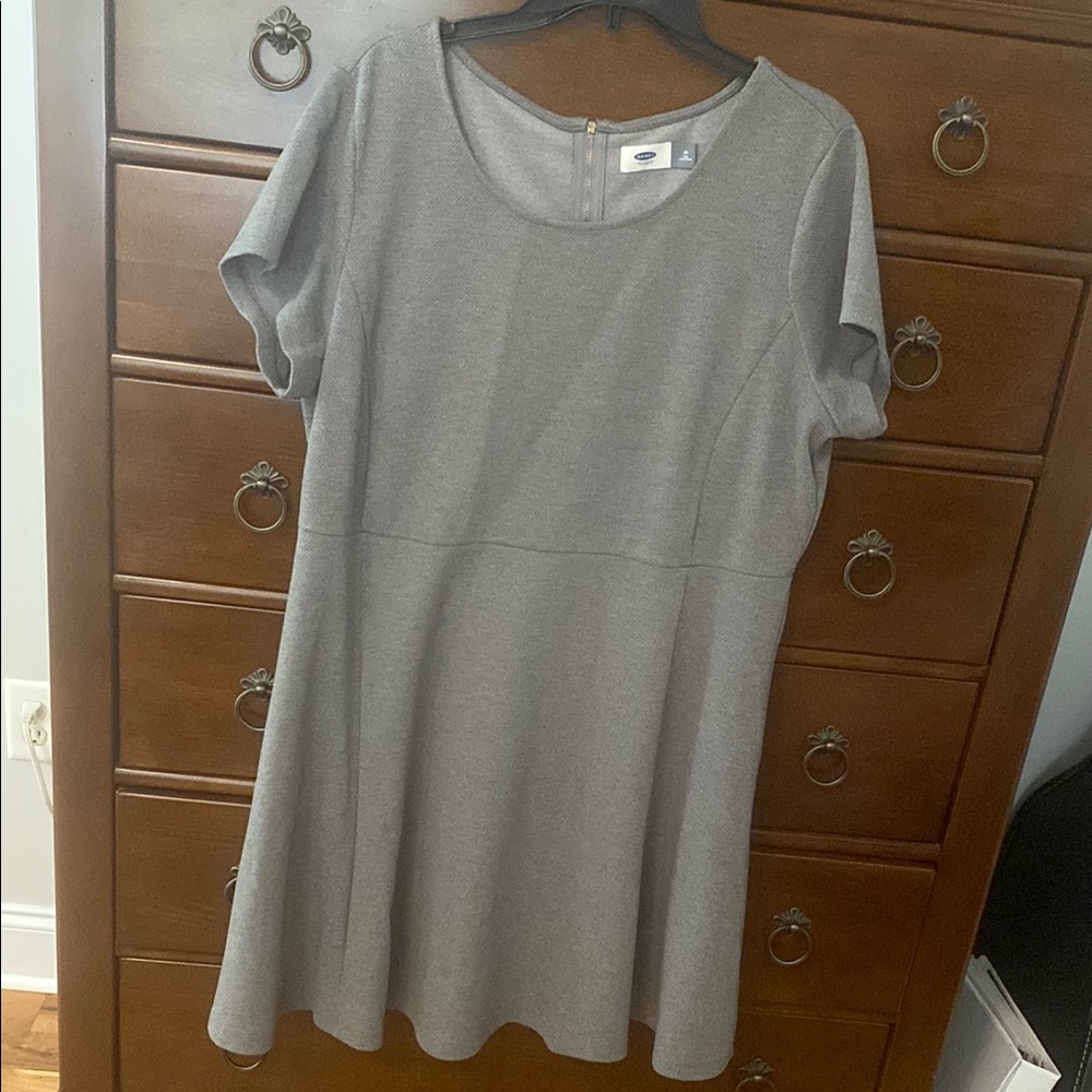 Old Navy Gray A-Line Mini Dress Scoop Neck Short Sleeve, size 2X
